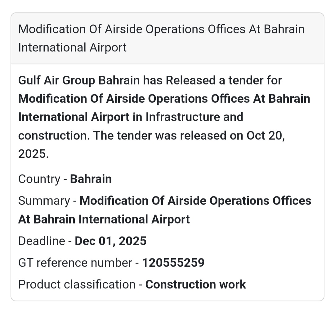 🚧 New Tender Alert – Bahrain 🇧🇭