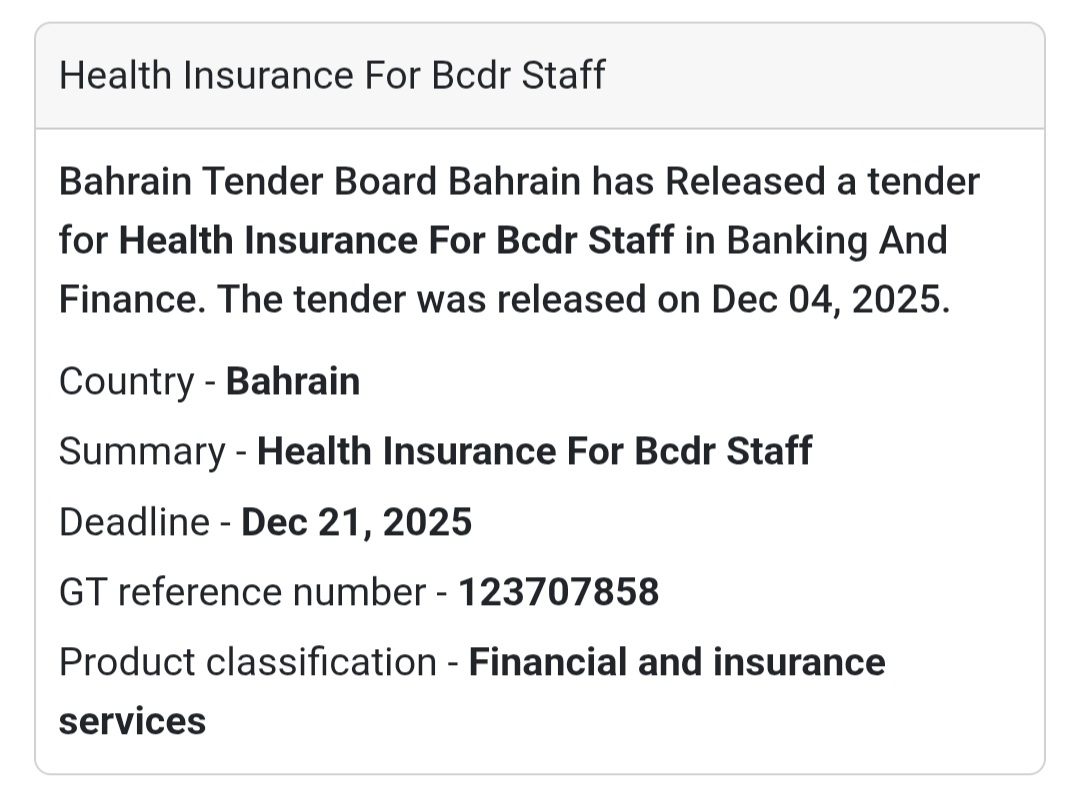 ⚡ New Tender Alert –Bahrain 🇧🇭