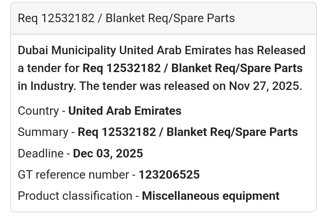 🚨 New Tender Alert – Dubai Municipality (UAE) 🇦🇪