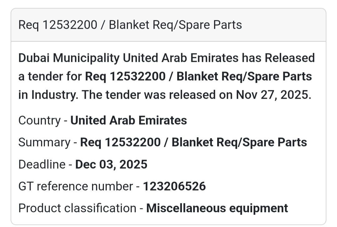 🚨 New Tender Alert – Dubai Municipality (UAE) 🇦🇪