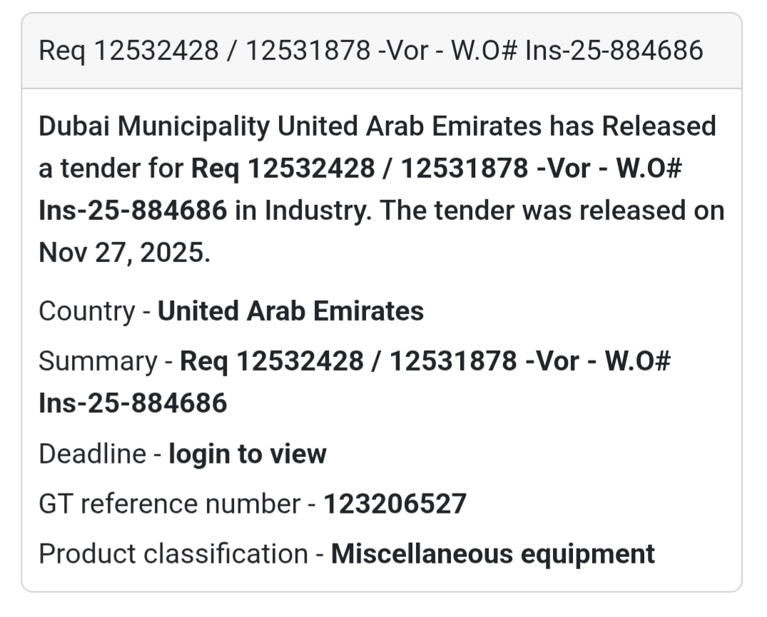 🚨 New Tender Alert – Dubai Municipality (UAE) 🇦🇪