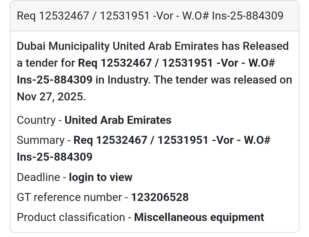 🚨 New Tender Alert – Dubai Municipality (UAE) 🇦🇪