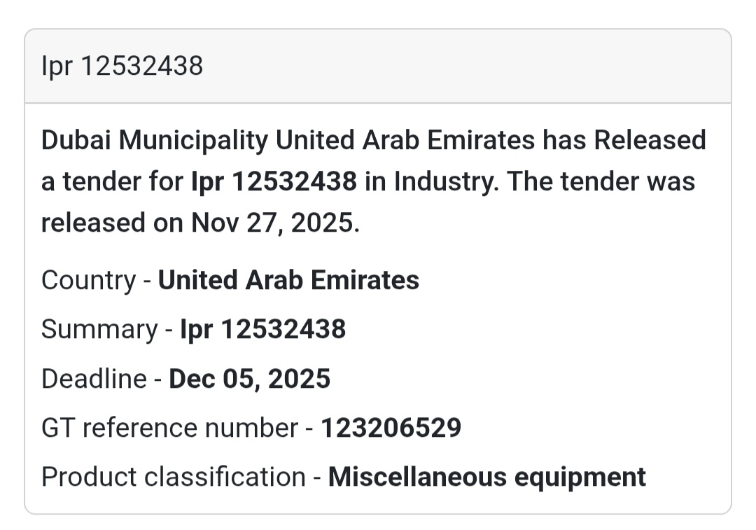 🚨 New Tender Alert – Dubai Municipality (UAE) 🇦🇪