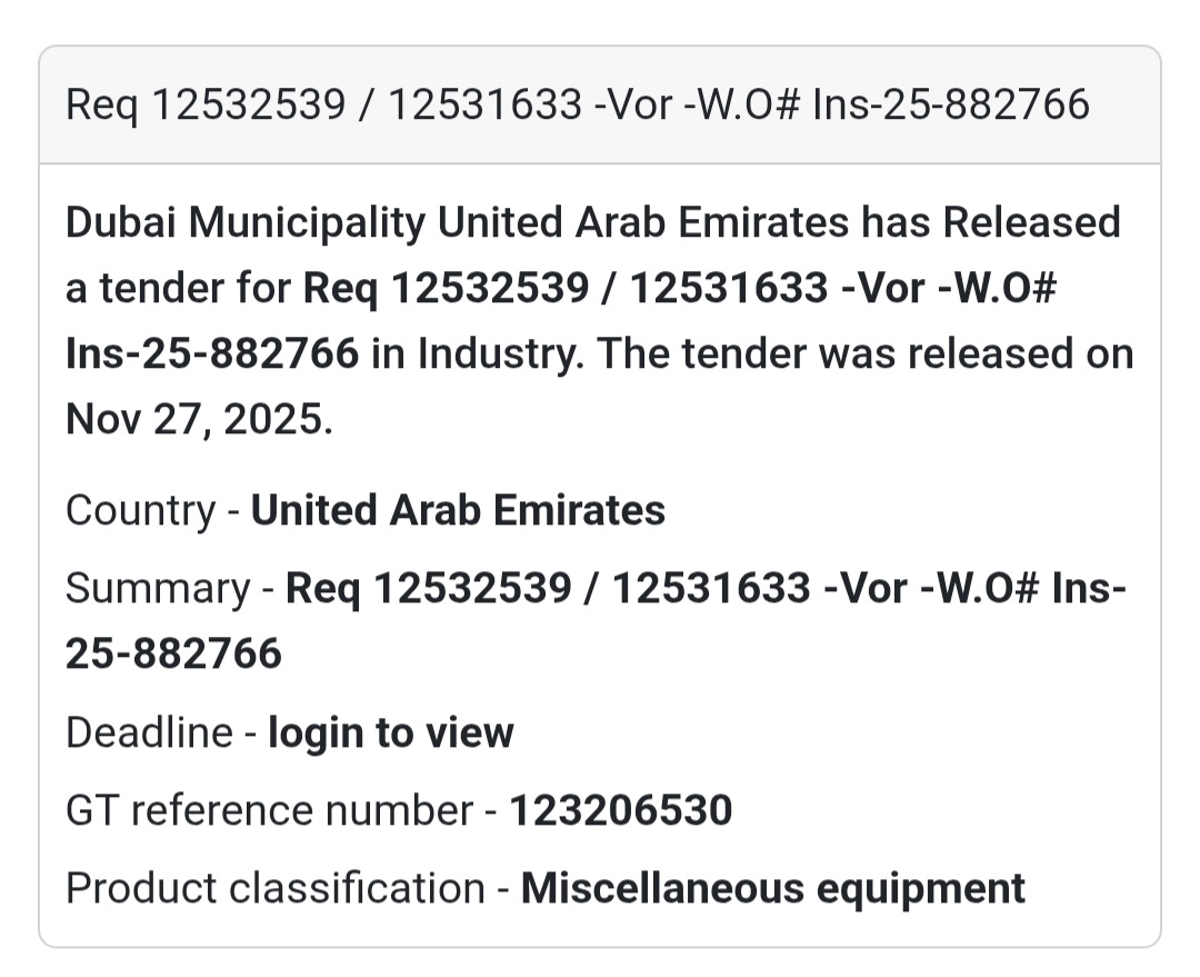 🚨 New Tender Alert – Dubai Municipality (UAE) 🇦🇪
