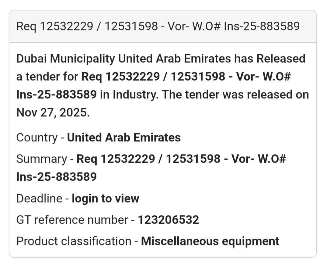 🚨 New Tender Alert – Dubai Municipality (UAE) 🇦🇪