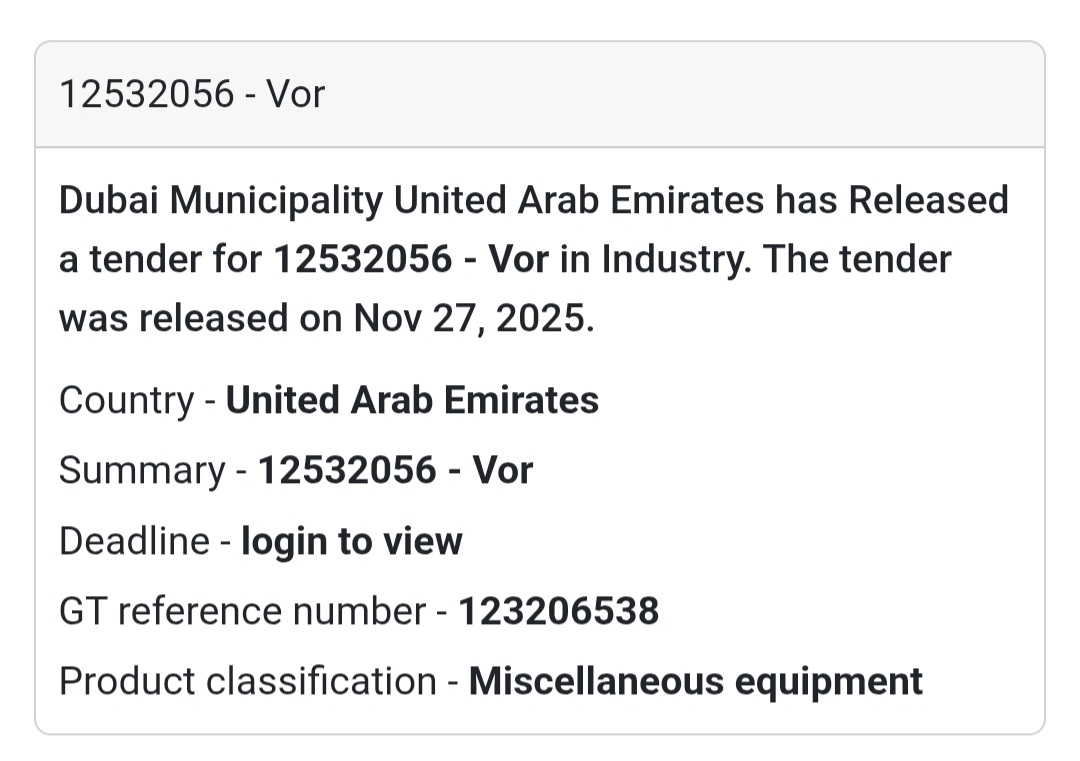 🚨 New Tender Alert – Dubai Municipality (UAE) 🇦🇪