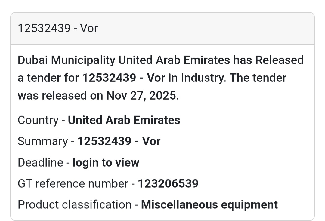 🚨 New Tender Alert – Dubai Municipality (UAE) 🇦🇪