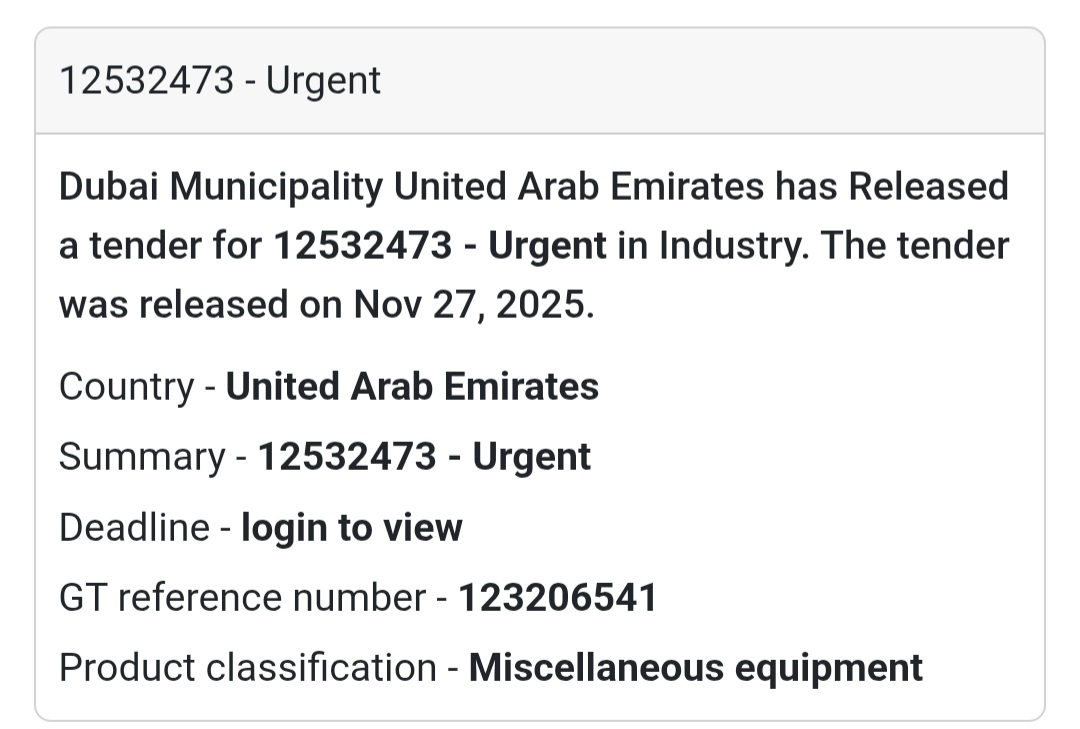 🚨 New Tender Alert – Dubai Municipality (UAE) 🇦🇪