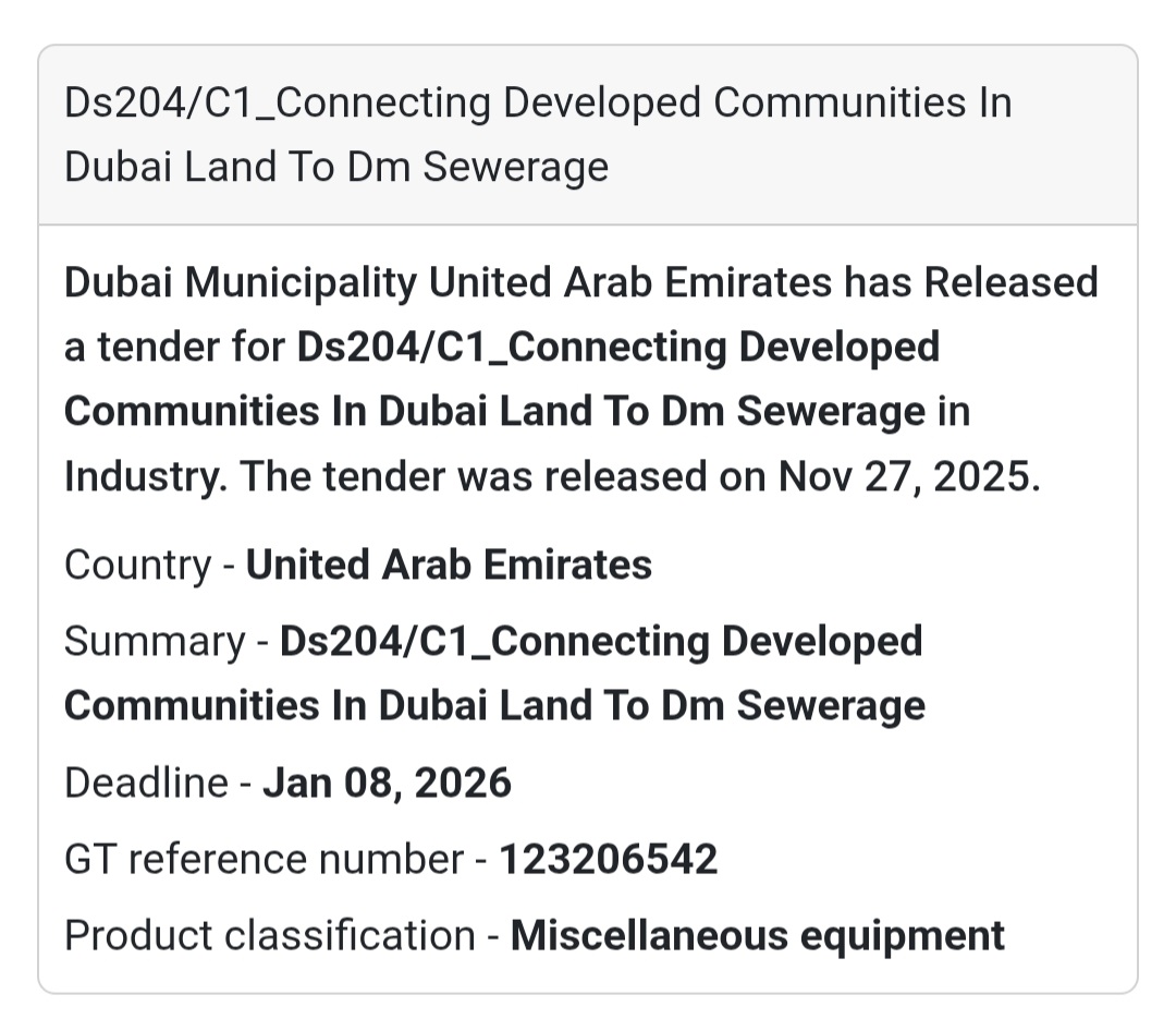 🚨 New Tender Alert – Dubai Municipality (UAE) 🇦🇪