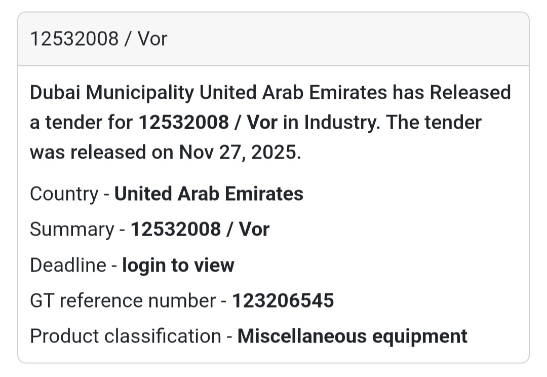 🚨 New Tender Alert – Dubai Municipality (UAE) 🇦🇪