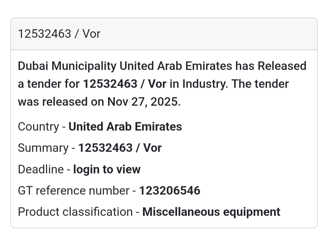 🚨 New Tender Alert – Dubai Municipality (UAE) 🇦🇪
