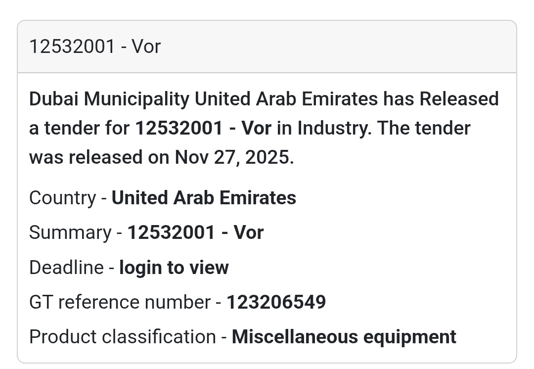 🚨 New Tender Alert – Dubai Municipality (UAE) 🇦🇪