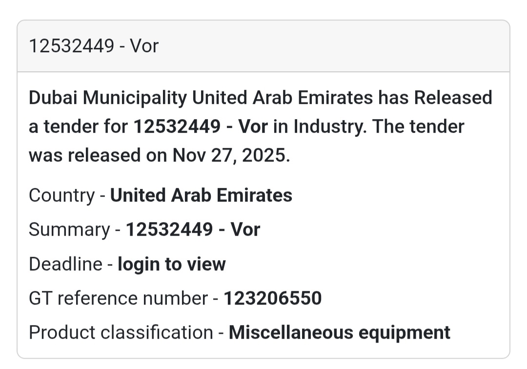 🚨 New Tender Alert – Dubai Municipality (UAE) 🇦🇪
