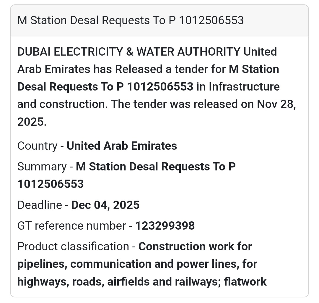 🚨 New Tender Alert – Dubai Municipality (UAE) 🇦🇪