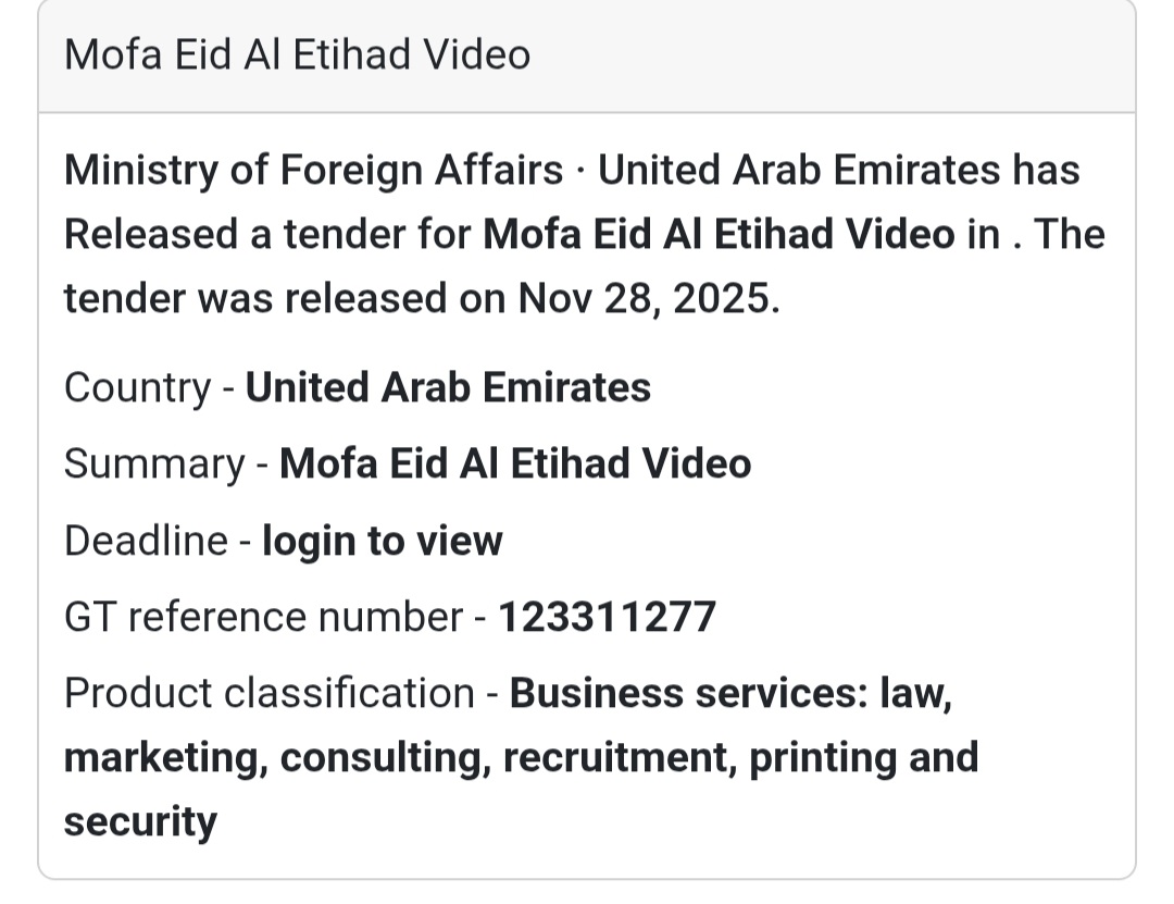 🚨 New Tender Alert – Dubai Municipality (UAE) 🇦🇪