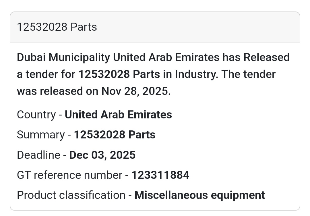 🚨 New Tender Alert – Dubai Municipality (UAE) 🇦🇪