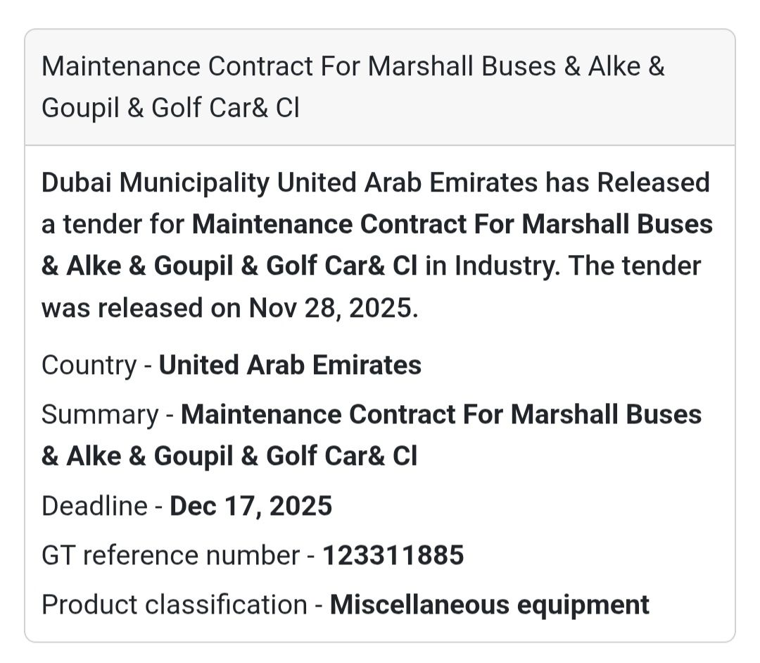 🚨 New Tender Alert – Dubai Municipality (UAE) 🇦🇪