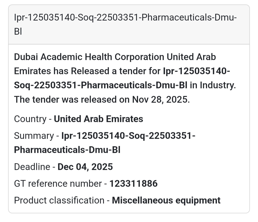 🚨 New Tender Alert – Dubai Municipality (UAE) 🇦🇪