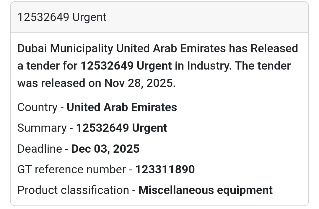🚨 New Tender Alert – Dubai Municipality (UAE) 🇦🇪