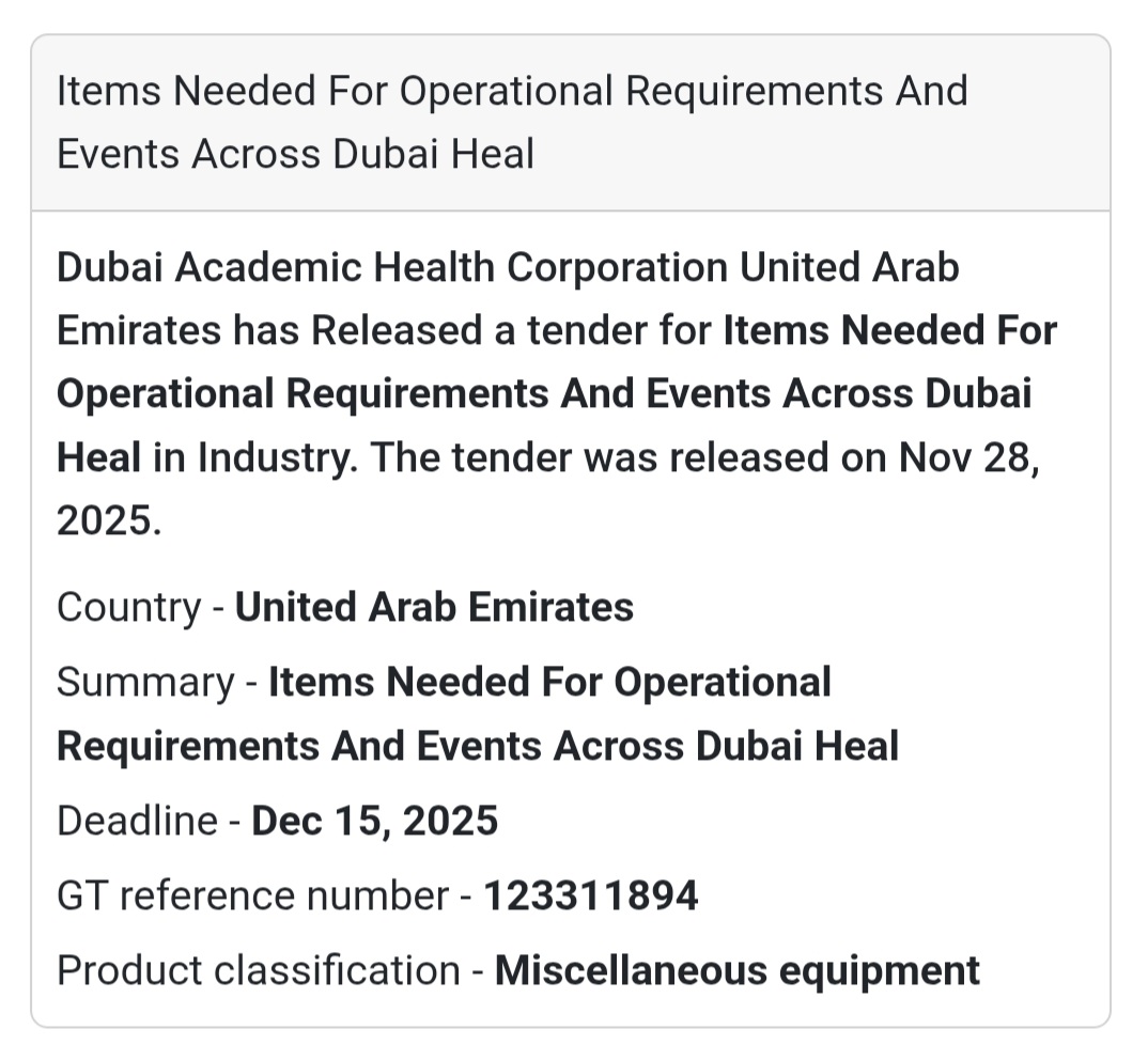 🚨 New Tender Alert – Dubai Municipality (UAE) 🇦🇪