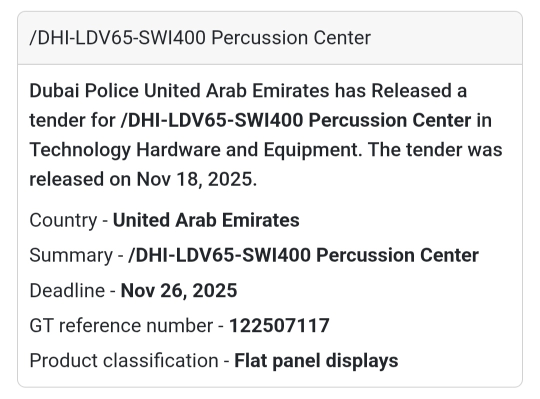 🚨 New Tender Alert – Dubai Police, UAE 🇦🇪
