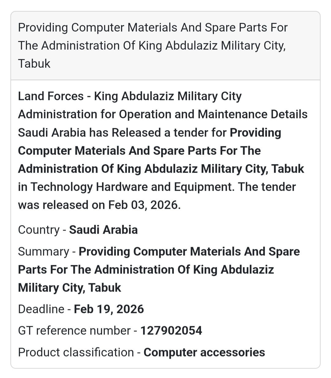 🇸🇦 New Tender Alert: Saudi Arabia 🇸🇦  Project Summary 💻