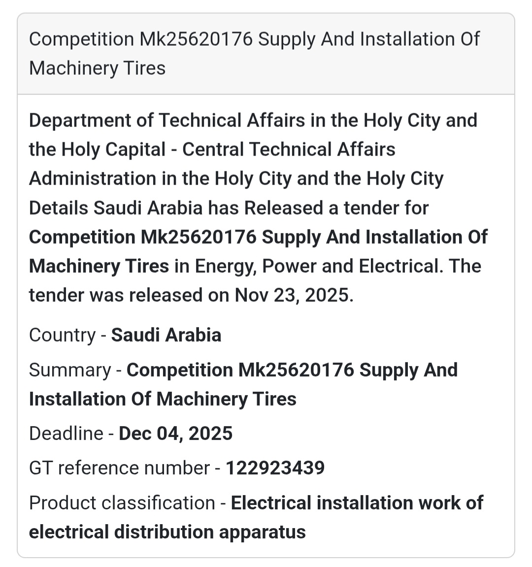 🚨 New Tender Alert – Saudi Arabia 🇸🇦