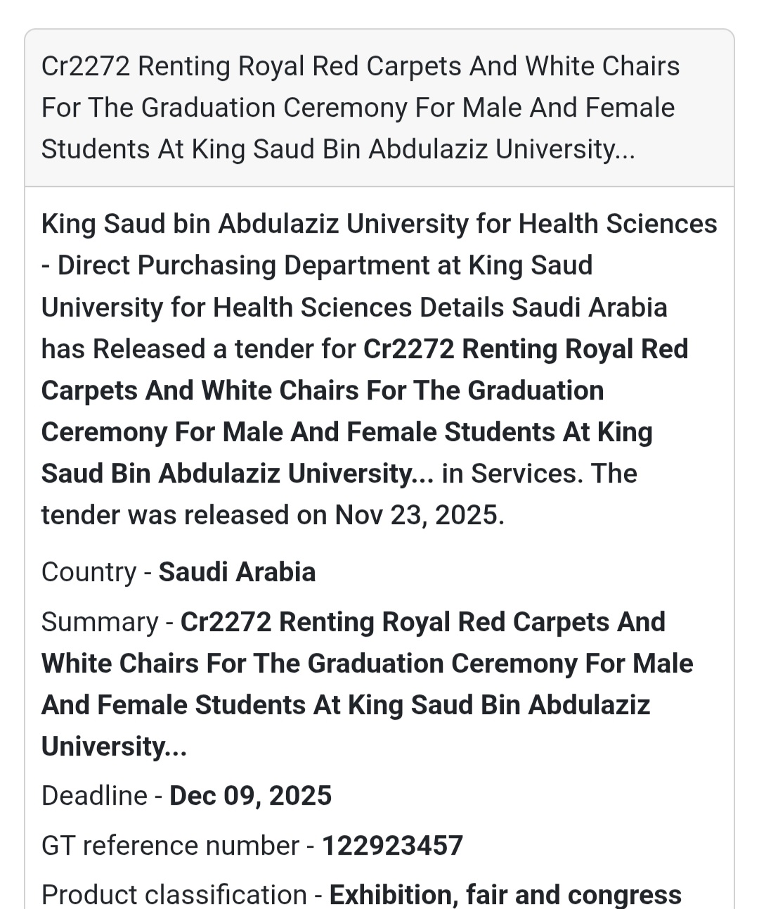 🚨 New Tender Alert – Saudi Arabia 🇸🇦