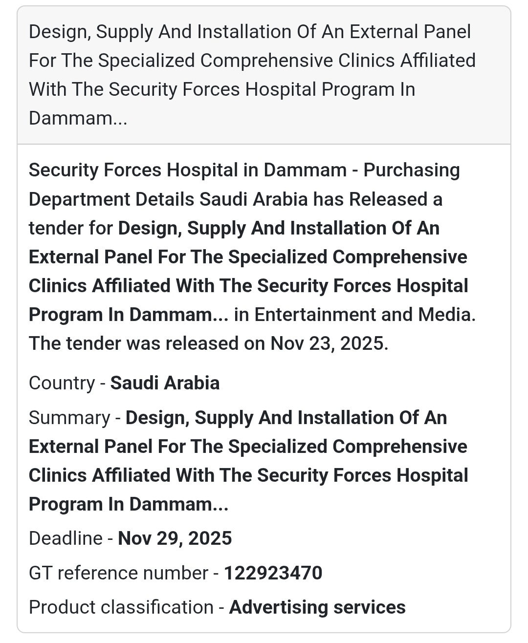 🚨 New Tender Alert – Saudi Arabia 🇸🇦