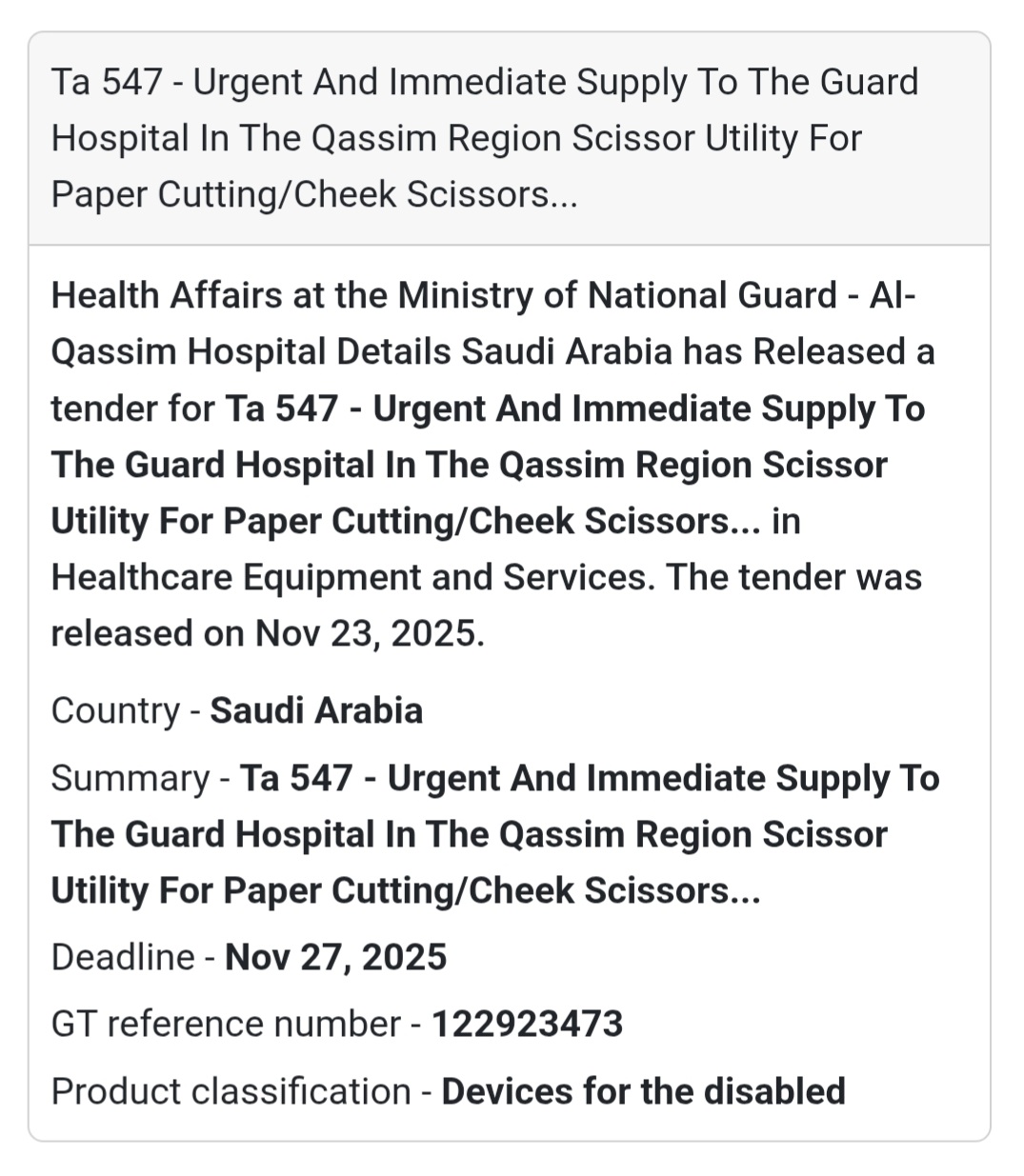 🚨 New Tender Alert – Saudi Arabia 🇸🇦