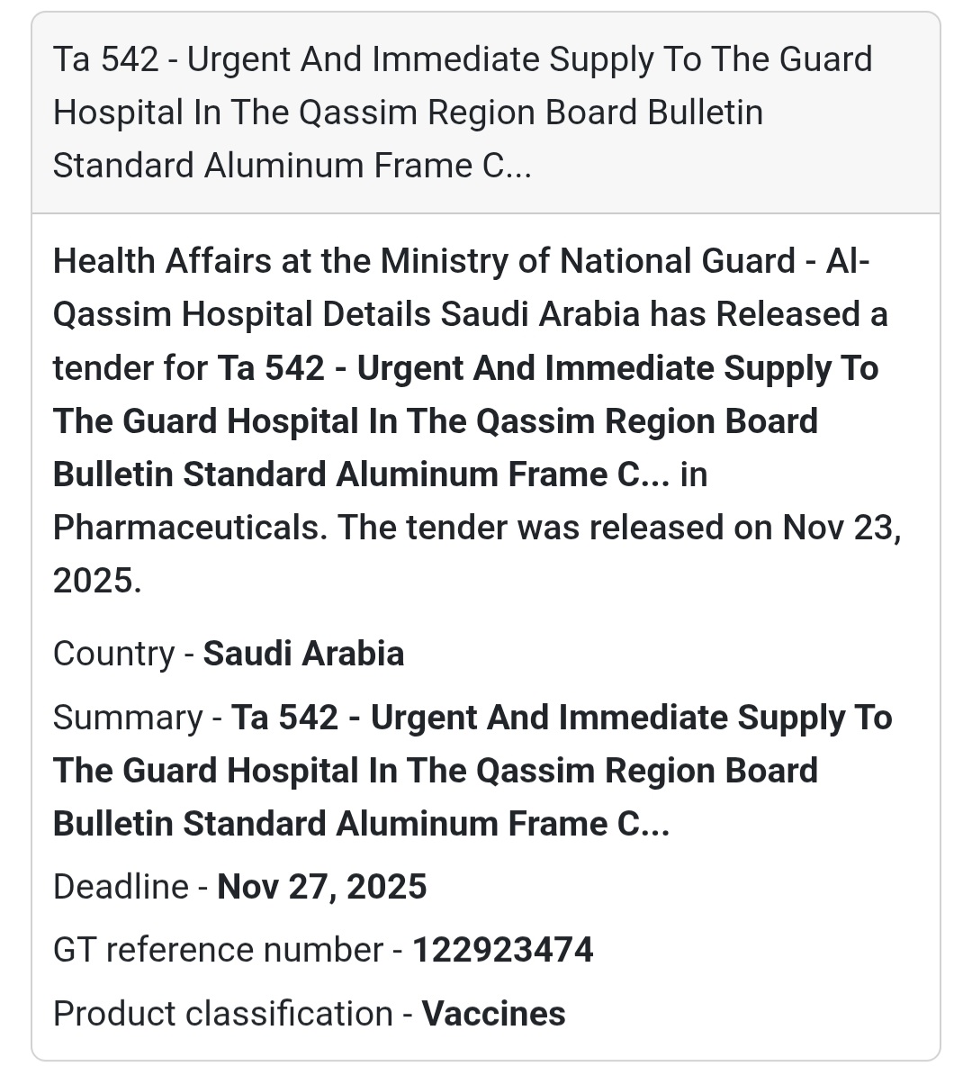 🚨 New Tender Alert – Saudi Arabia 🇸🇦