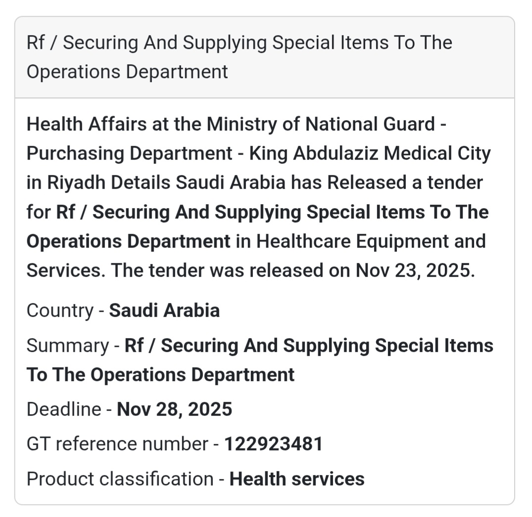 🚨 New Tender Alert – Saudi Arabia 🇸🇦