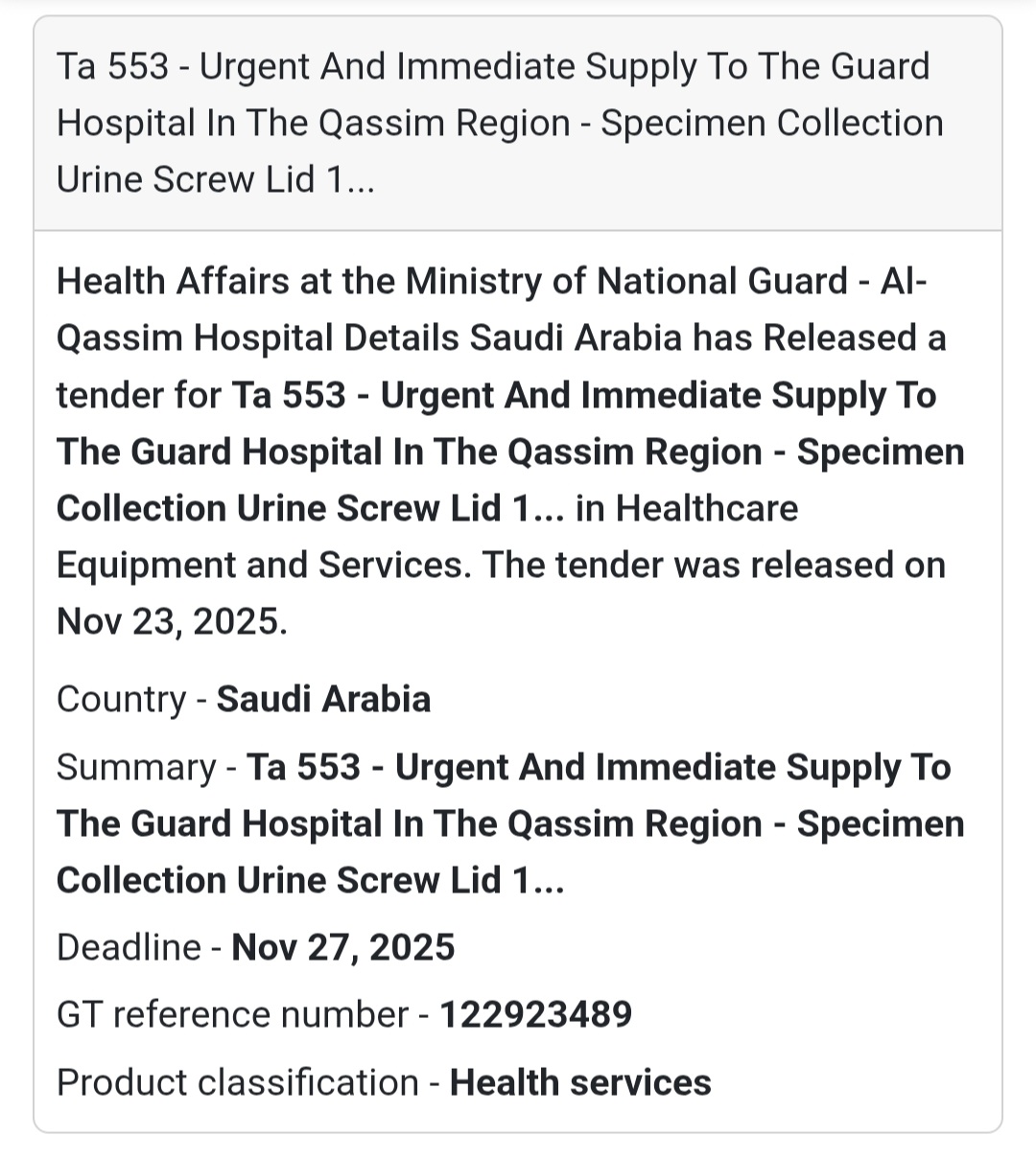 🚨 New Tender Alert – Saudi Arabia 🇸🇦