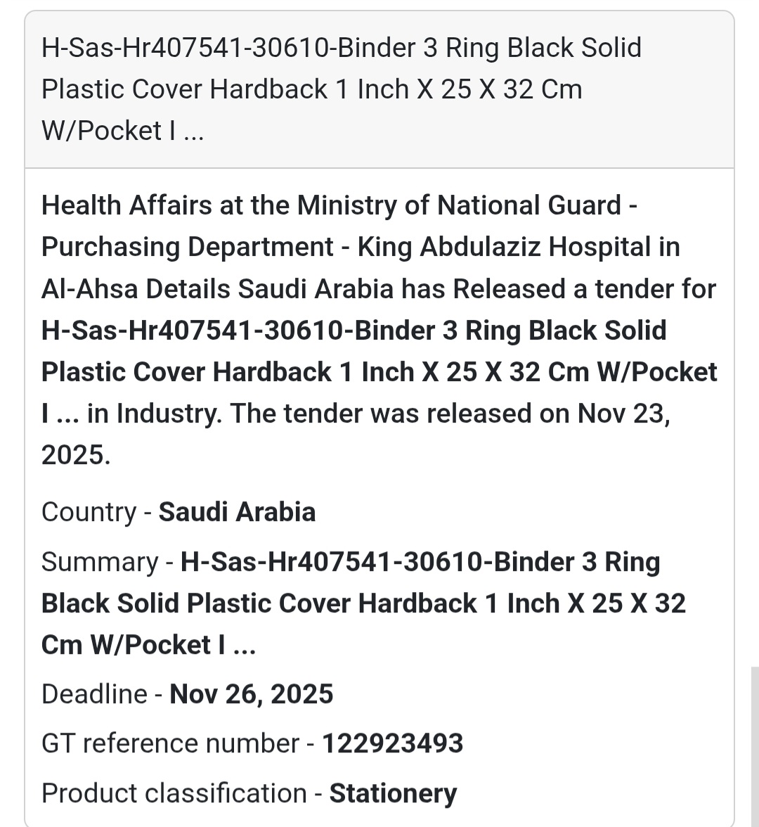 🚨 New Tender Alert – Saudi Arabia 🇸🇦