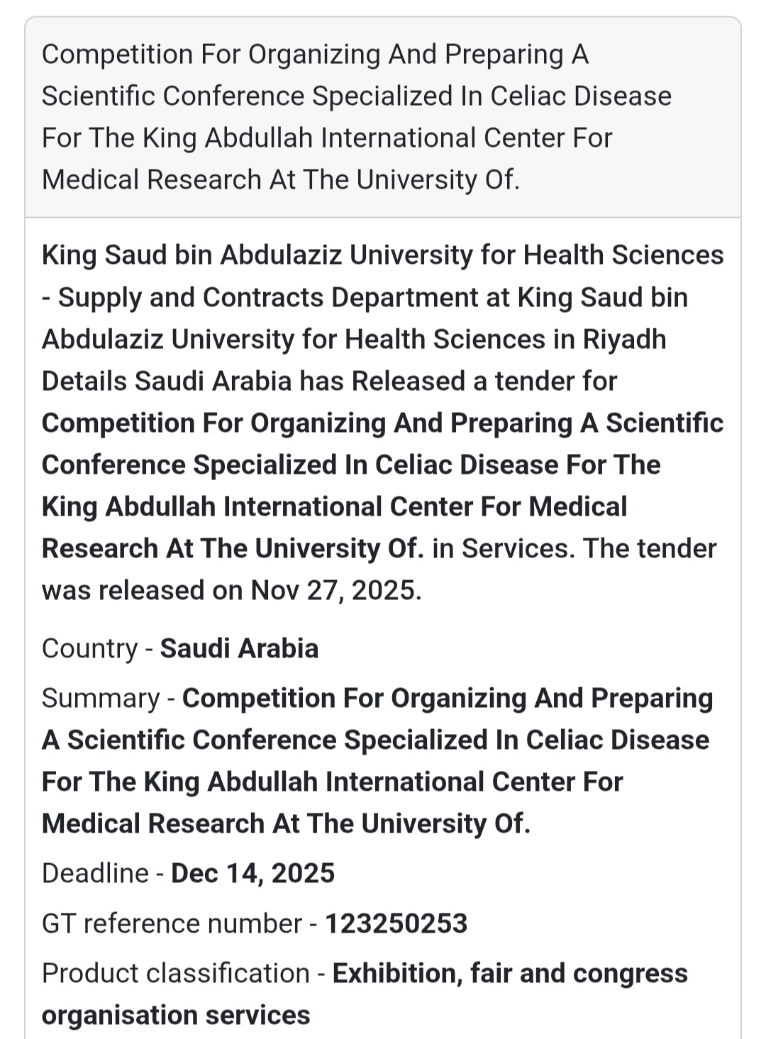 📢 New Tender Alert – Saudi Arabia 🇸🇦