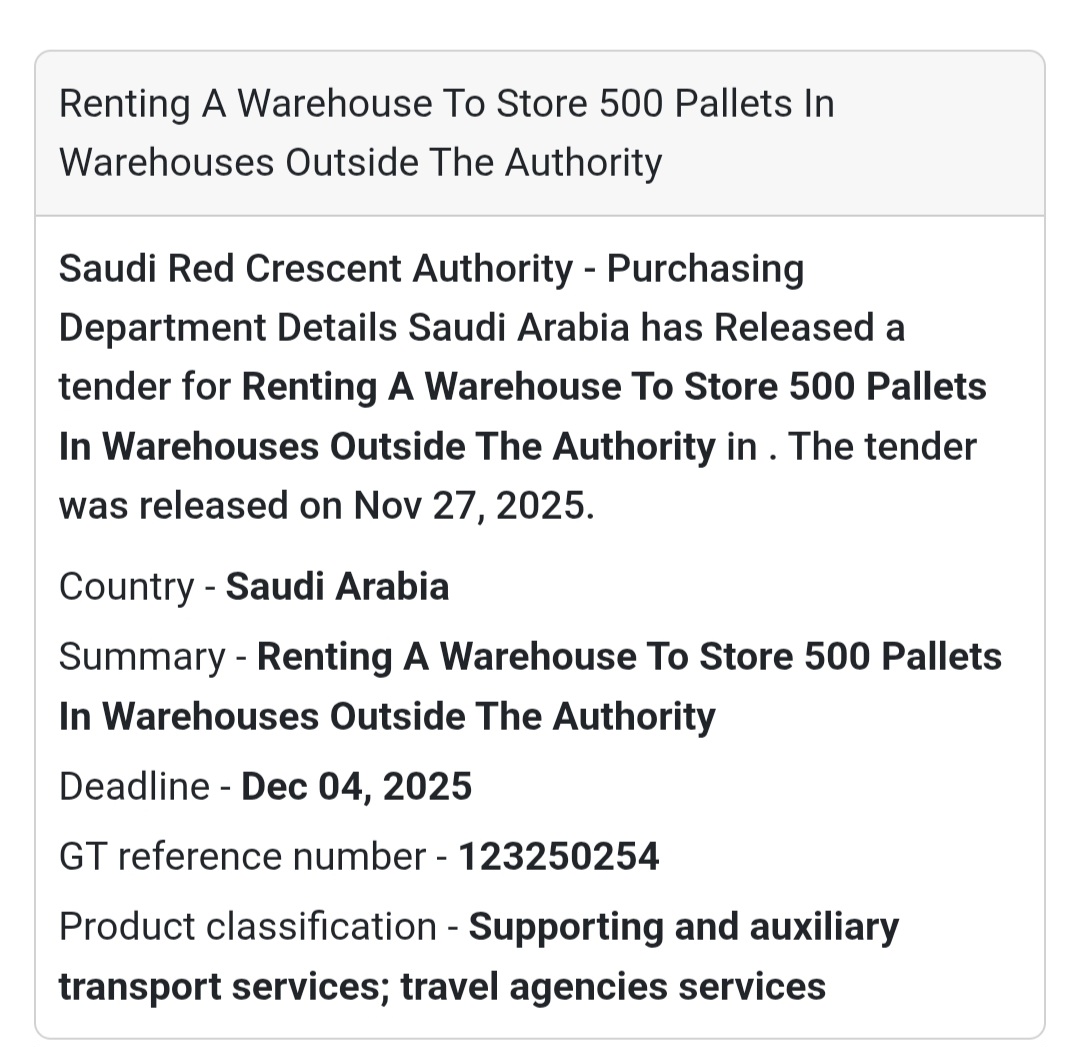 📢 New Tender Alert – Saudi Arabia 🇸🇦