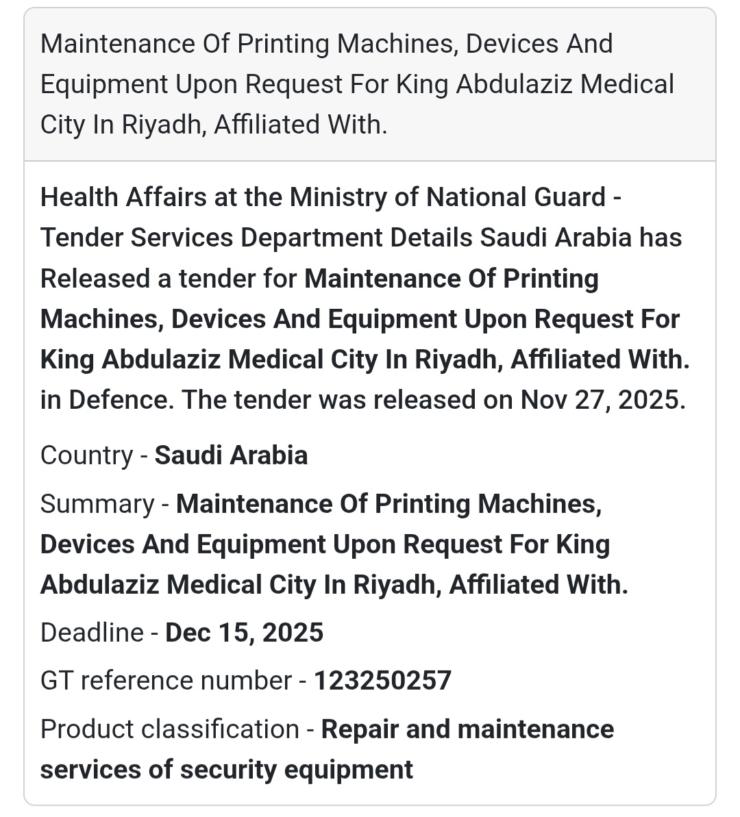 📢 New Tender Alert – Saudi Arabia 🇸🇦