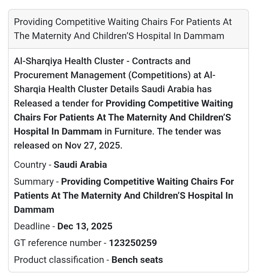 📢 New Tender Alert – Saudi Arabia 🇸🇦