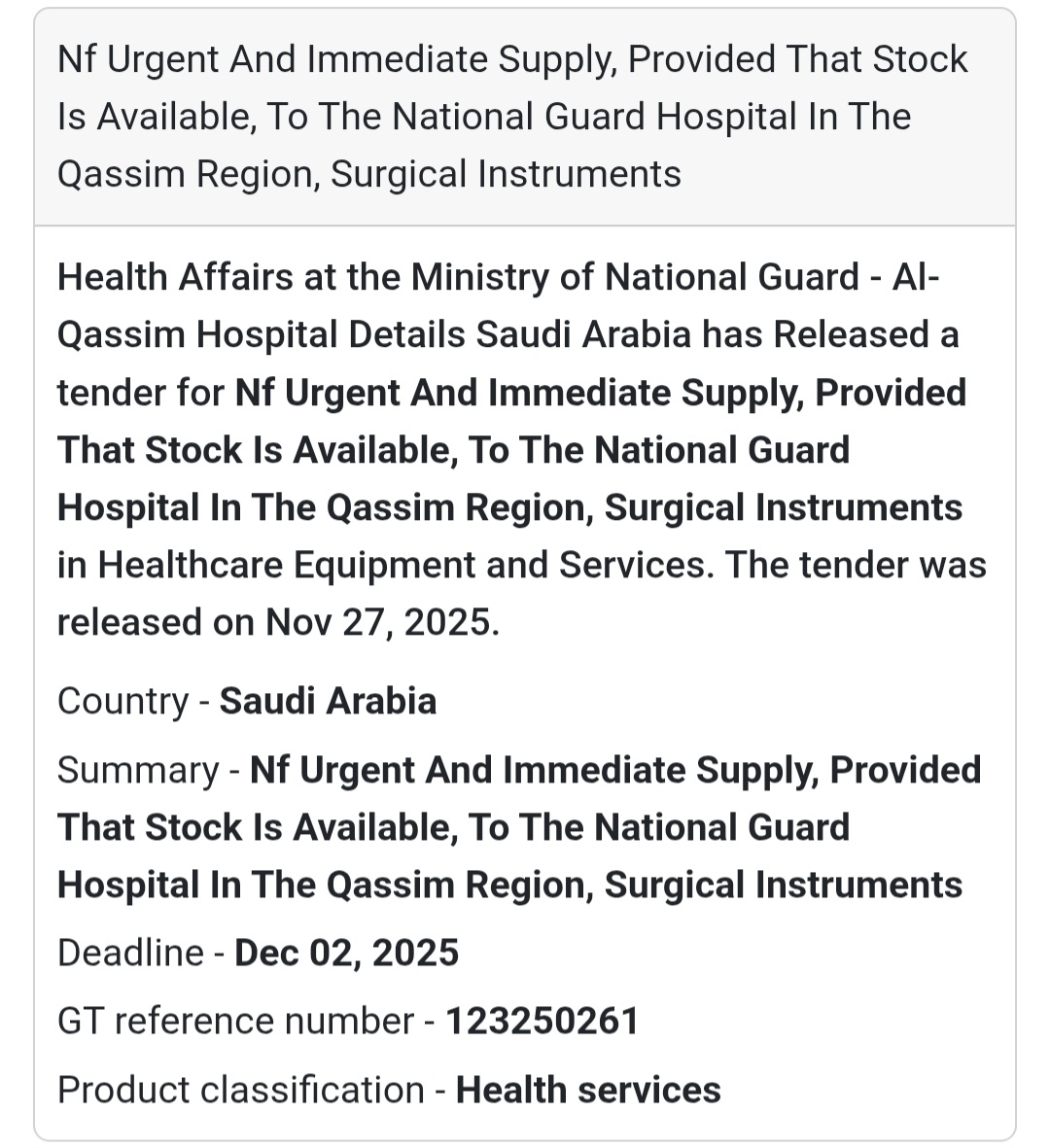 📢 New Tender Alert – Saudi Arabia 🇸🇦