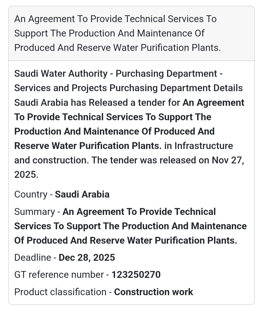 📢 New Tender Alert – Saudi Arabia 🇸🇦