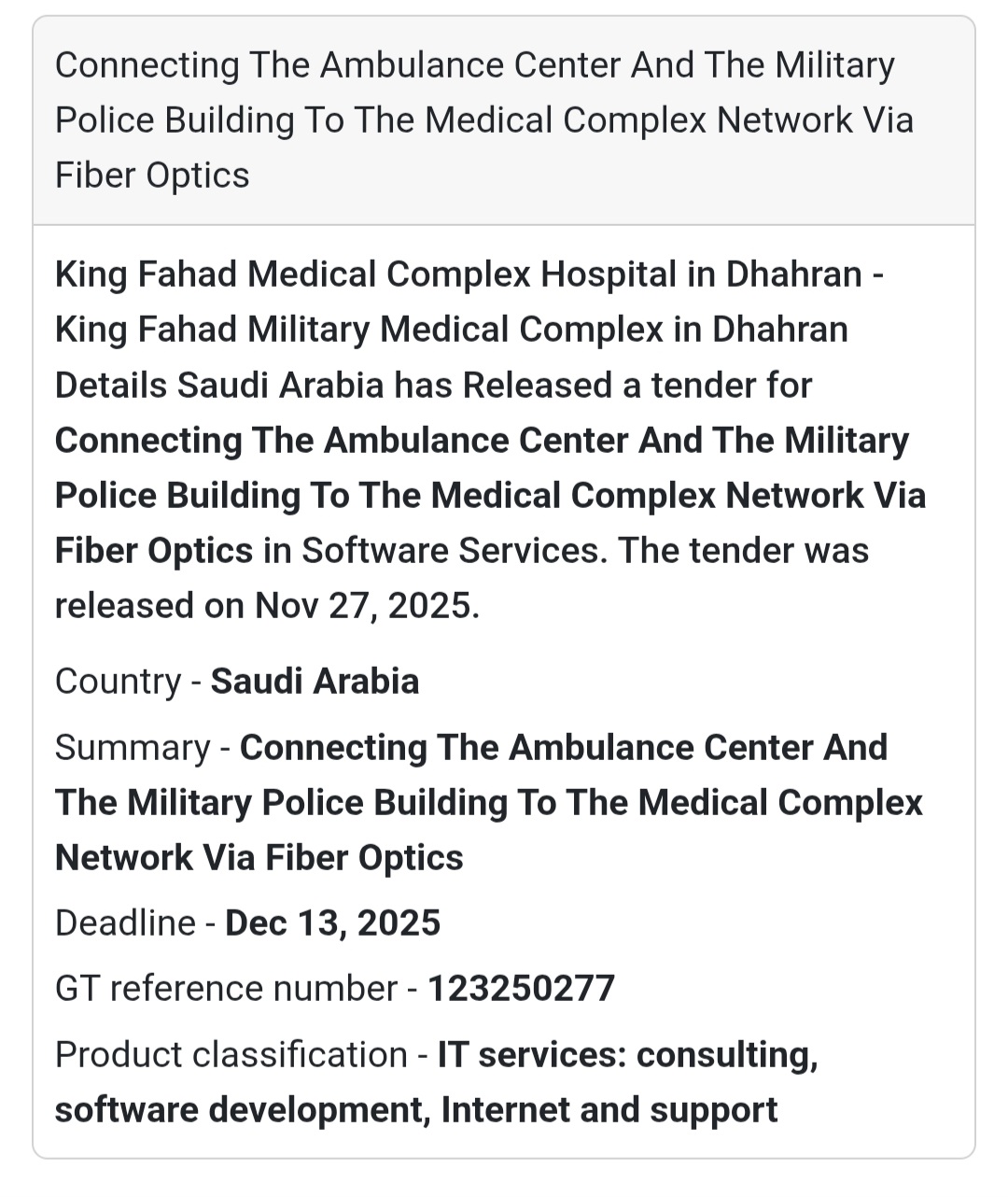 🌐 New Tender Alert – Saudi Arabia 🇸🇦