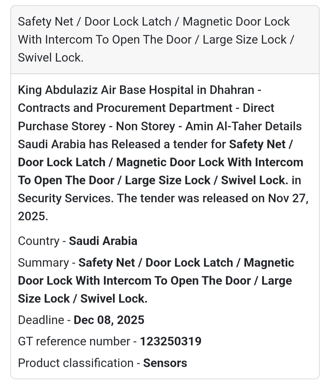 🎉 New Tender Alert – Saudi Arabia 🇸🇦