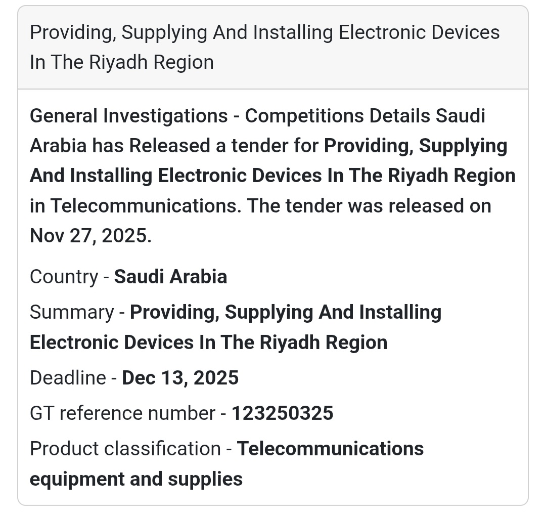 🔥 New Tender Alert – Saudi Arabia 🇸🇦