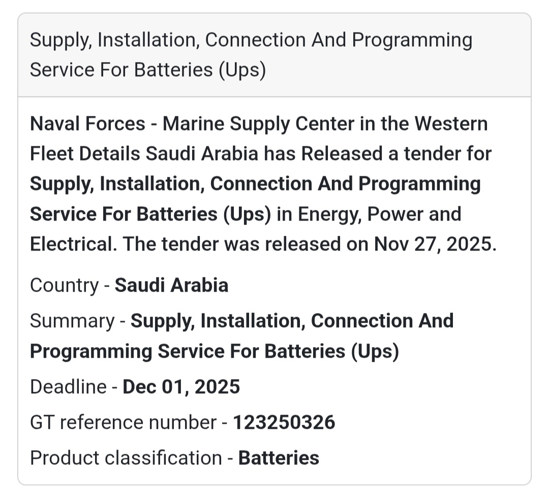 🎉 New Tender Alert – Saudi Arabia 🇸🇦