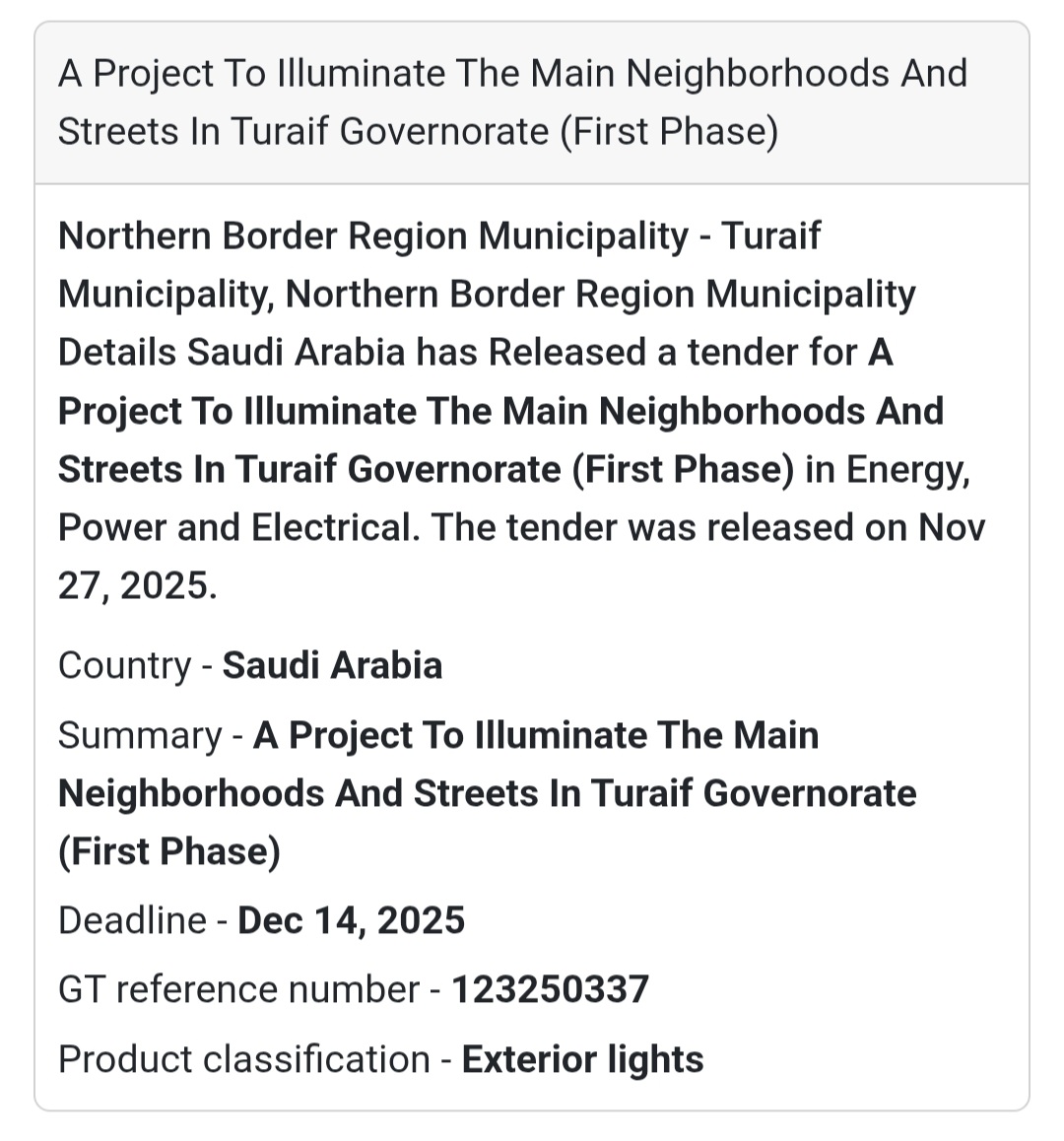 📢 New Tender Alert – Saudi Arabia 🇸🇦