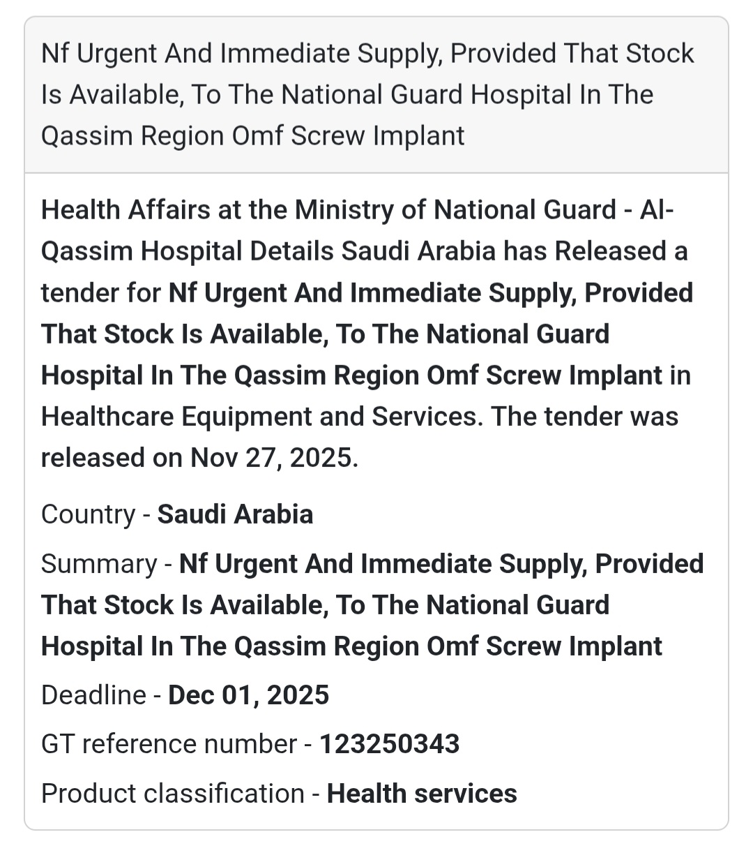 🛠️ New Tender Alert – Saudi Arabia 🇸🇦