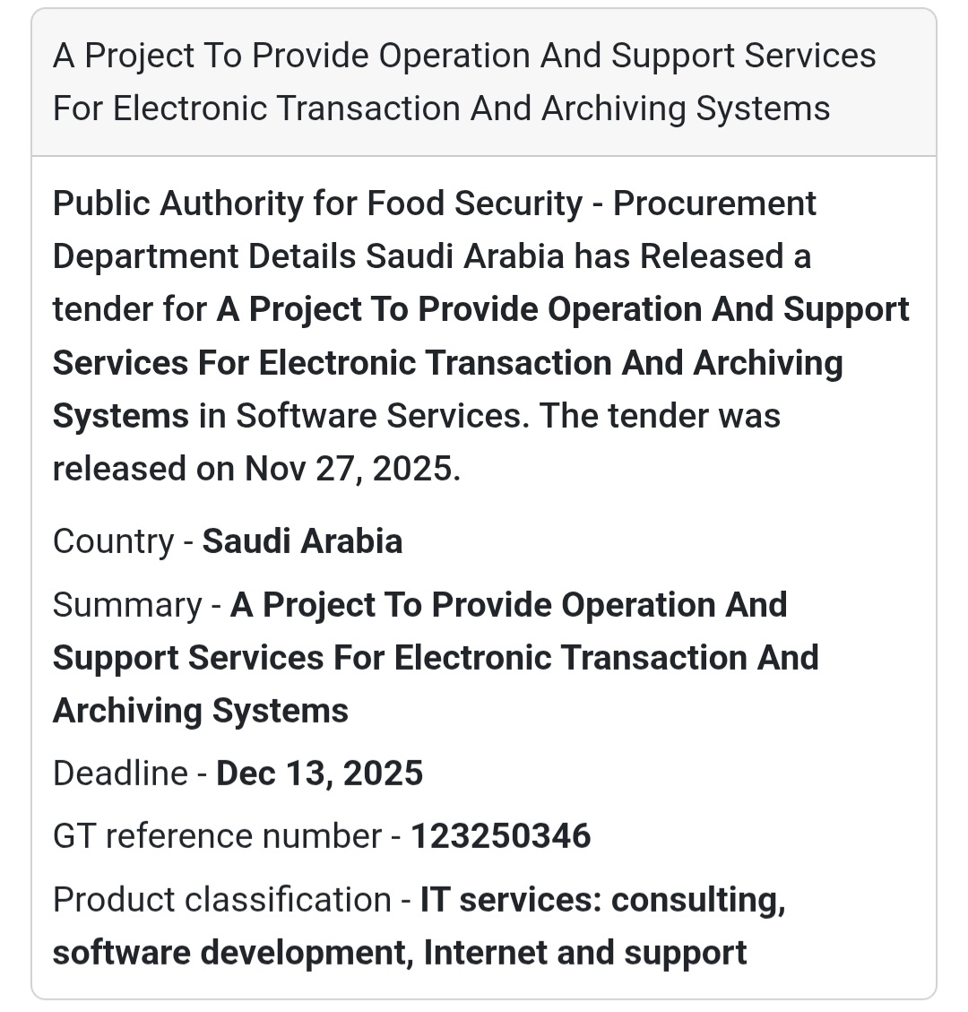 🛠️ New Tender Alert – Saudi Arabia 🇸🇦