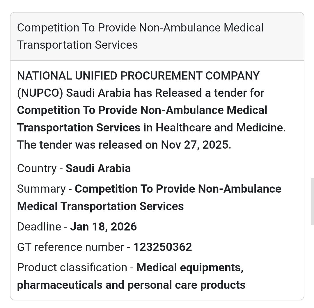 🎉 New Tender Alert – Saudi Arabia 🇸🇦