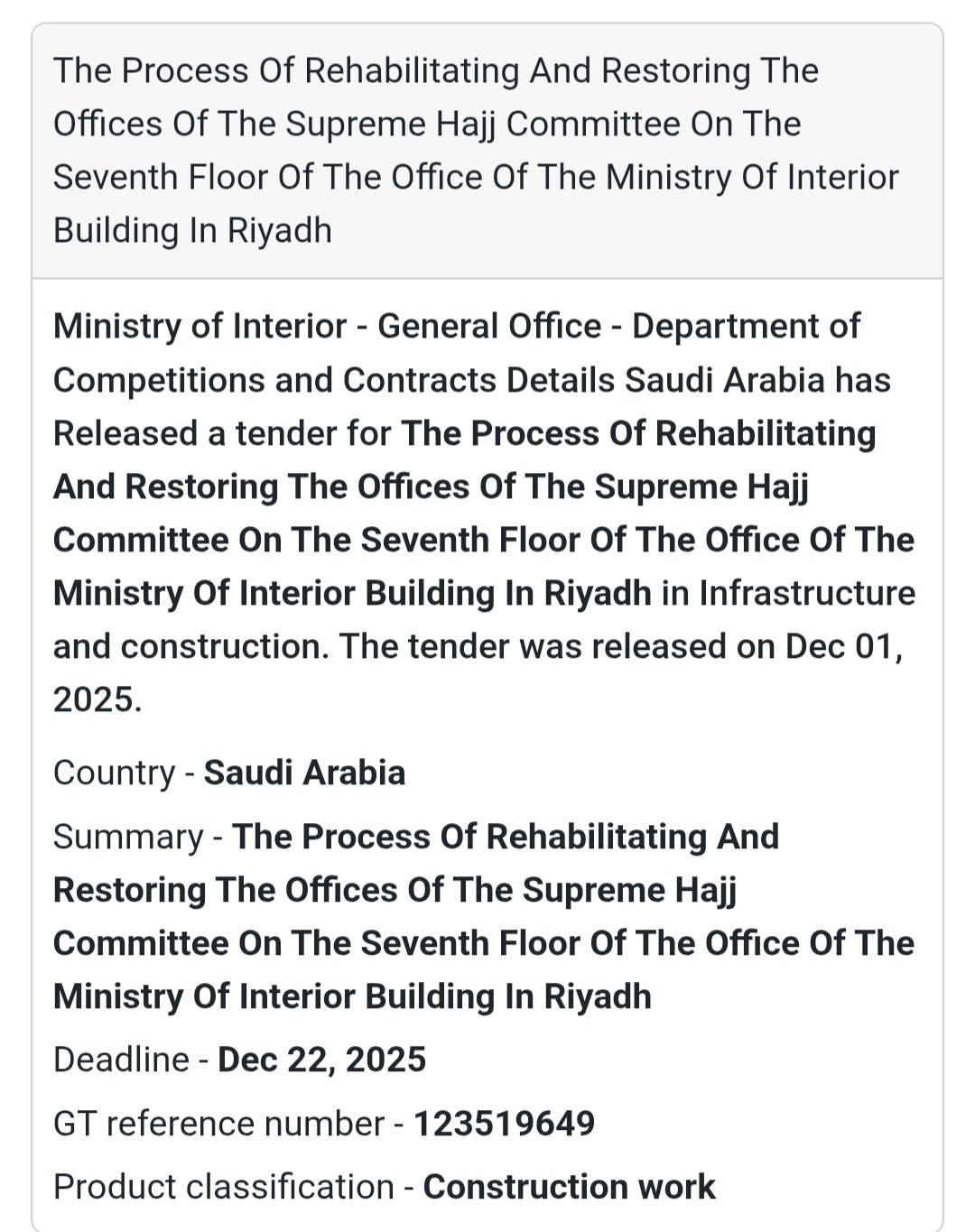 🚨 New Tender Alert – Saudi Arabia 🇸🇦