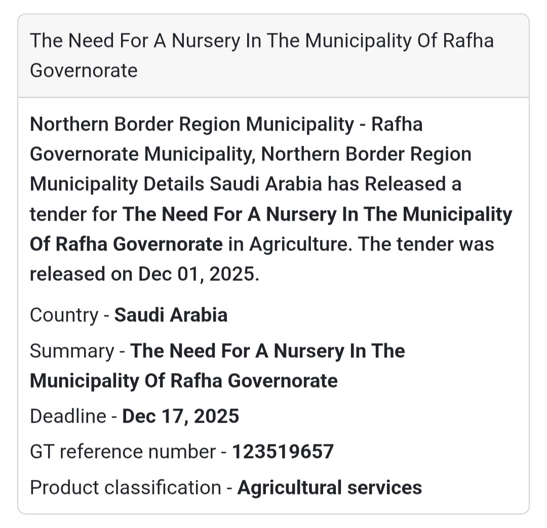 🚨 New Tender Alert – Saudi Arabia 🇸🇦
